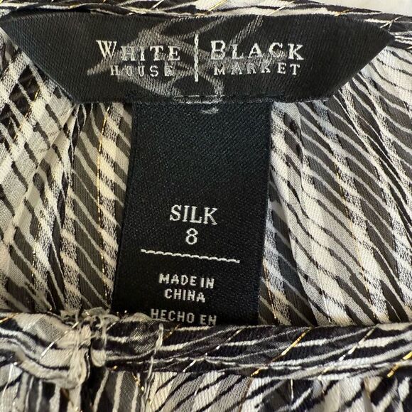 White House Black Market silk Metallic thread semi Sheer Shirt Blouse Sz 8 - Picture 8 of 8